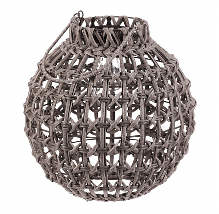 Lucerna - umělý ratan, kulatá, LED osvětl., vel. L, šedá Lucerna - umělý ratan, kulatá, LED osvětl., vel. L, šedá