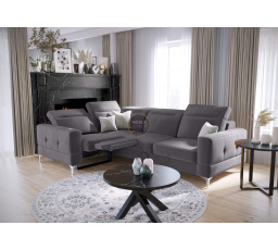 Rohová sedací souprava MALIBU , relax s funkcí spaní 185x250 cm - šedá , levá