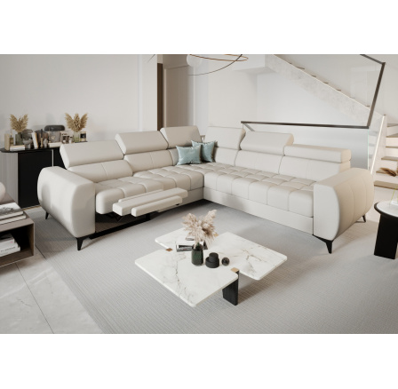 Rohová sedací souprava PORTO II , relax přírodní kůže 255x258 cm - levá, Kůže ecru Rohová sedací souprava PORTO II , relax přírodní kůže 255x258 cm - levá, Kůže ecru