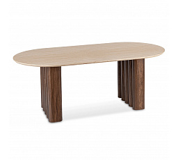 Stůl DARIO Oválný 200 cm Travertin/Ořech