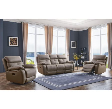 Kožená polohovací sedací souprava Rambis 3+1+1 latte