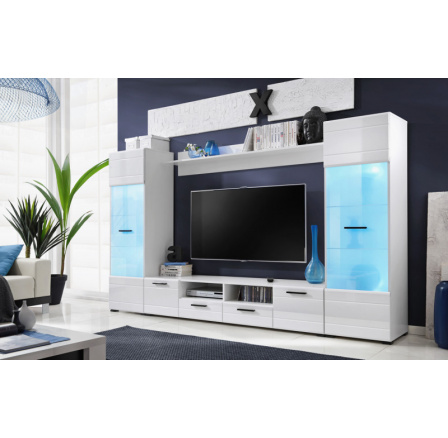 Obývací stěna SWITCH, bílá/bílá lesk Obývací stěna SWITCH, bílá/bílá lesk