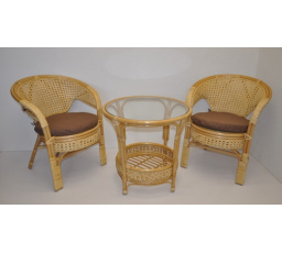 Ratanová sedací souprava Kina medová polstr hnědý melír