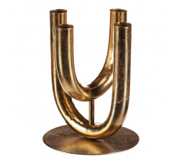 Svícen kovový - čtyřramenný, na kónické svíčky, zlatý