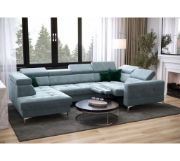 Rohová sedací souprava TOSCANIA MAX I , relax s funkcí spaní 170x350x185 cm - modrá , pravá