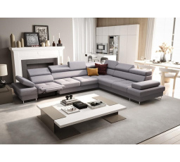 Rohová sedací souprava s funkcí spaní a relaxace GALAXY MAX 350x280 cm - šedá , pravá