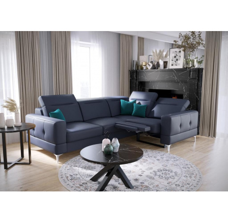Rohová sedací souprava MALIBU , relax přírodní kůže 185x250 cm - pravá, Modrá kůže Rohová sedací souprava MALIBU , relax přírodní kůže 185x250 cm - pravá, Modrá kůže