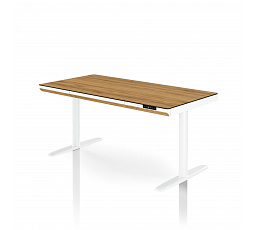 Elektrický výškově nastavitelný stůl sit-stand se zásuvkou a bezdrátovou nabíječkou Qi bílý/zlatý dub, 1400 mm: ELLIS