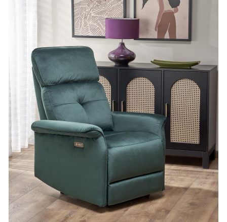 Polohovací křeslo SEMIR s USB, Tmavě zelená