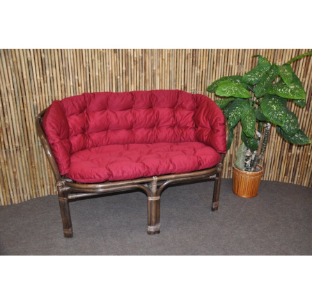 Ratanová lavice Bahama hnědá polstr MAXI vínový