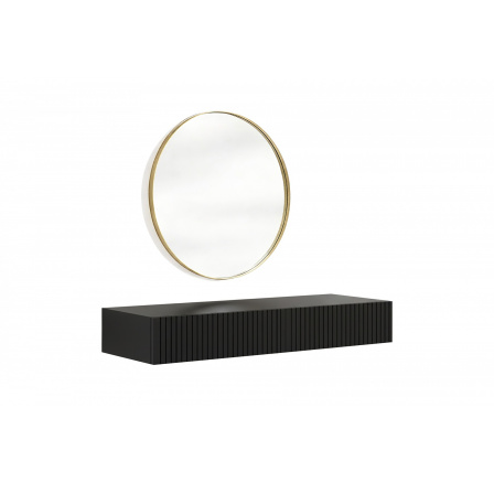 NICOLE TOALETKA 100 2SZ - černý mat / závěsná + NICOLE ZRCADLO 60 - zlatý