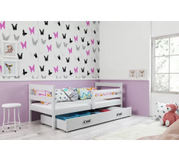 Dětská postel ERYK 80x190 cm se šuplíkem, s matrací, Bílá/Bílá