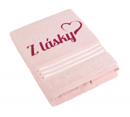 Froté ručník 50x100 cm 500g Linie růžová s výšivkou Z lásky