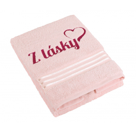 Froté ručník 50x100 cm 500g Linie růžová s výšivkou Z lásky
