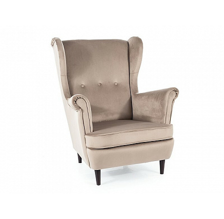 Křeslo LORD VELVET, Béžový Bluvel 40/Wenge Křeslo LORD VELVET, Béžový Bluvel 40/Wenge