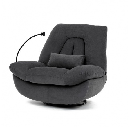 Polohovací křeslo, elektrické zabudované ovládání, šedá, látka, TV-7089 GREY2