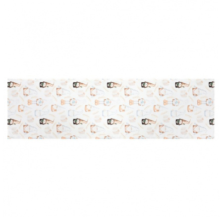 Běhoun bílý - se skřítky, 100% polyester, 40 x 150 cm