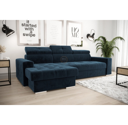 Rohová sedací souprava s funkcí spaní MARGO 160x250 - modrá , levá Rohová sedací souprava s funkcí spaní MARGO 160x250 - modrá , levá