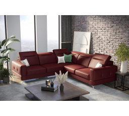 Rohová sedací souprava MALIBU MAX 250x250 přírodní kůže - pravá, Bordová kůže