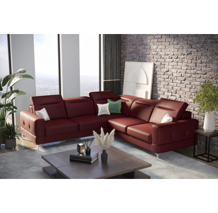 Rohová sedací souprava MALIBU MAX 250x250 přírodní kůže - pravá, Bordová kůže Rohová sedací souprava MALIBU MAX 250x250 přírodní kůže - pravá, Bordová kůže