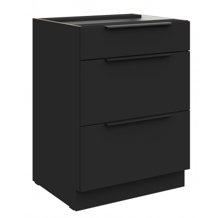Dolní skřínka SIENA - 60 D 3S BB, Černá mat/Černá mat Dolní skřínka SIENA - 60 D 3S BB, Černá mat/Černá mat