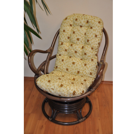 Ratanové houpací křeslo Swivel Helsinky hnědé polstr Oliver