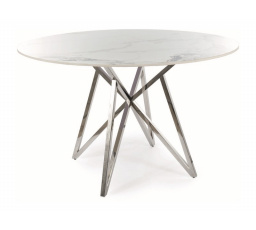 Jídelní stůl MURANO 120 cm, efekt bílého mramoru/Chrom