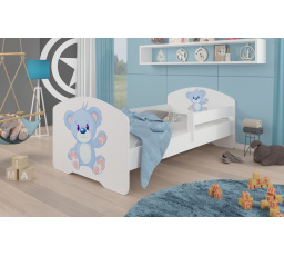Postel s matrací a zábranou PEPE BLUE BEAR 160x80 Bílá