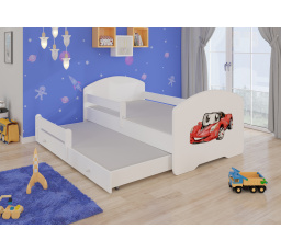 Dvojlůžko s bariérkou a matracemi PEPE II RED CAR 160x80 Bílá
