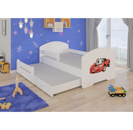 Dvojlůžko s bariérkou a matracemi PEPE II RED CAR 160x80 Bílá Dvojlůžko s bariérkou a matracemi PEPE II RED CAR 160x80 Bílá