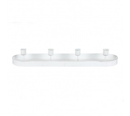 Svícen kovový - na 4 kónické svíčky, oválný, bílý