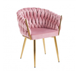 Sametová židle růžová - zlatý rám K7-FX G