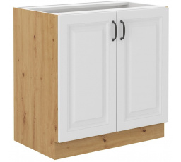 Kuchyňská dolní skříňka STIPE 80 ZL 2F BB, Bílá/Dub artisan