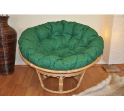 Ratanový papasan 115 cm medový - polstr tmavě zelený melír