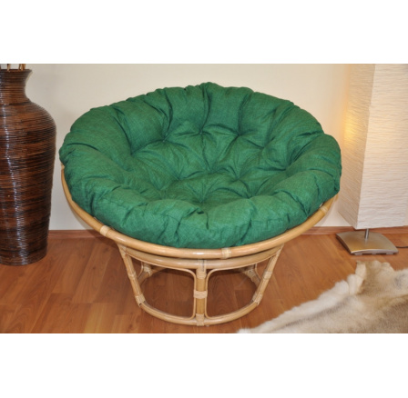 Ratanový papasan 115 cm medový - polstr tmavě zelený melír