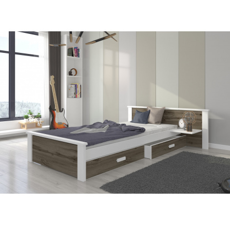 Postel ALDEX 200x90 Bílá+dubová šedá