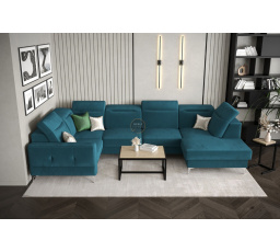 Rohová sedací souprava MALIBU MAX II 180x350x182 cm - modrá, Levá strana