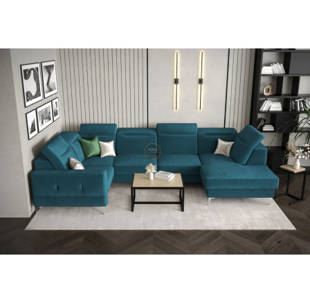 Rohová sedací souprava MALIBU MAX II 180x350x182 cm - modrá, Levá strana