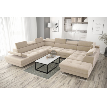 Rohová sedací souprava GALAXY MAX I s funkcí spaní 280x350x225 - béžová, levá Rohová sedací souprava GALAXY MAX I s funkcí spaní 280x350x225 - béžová, levá