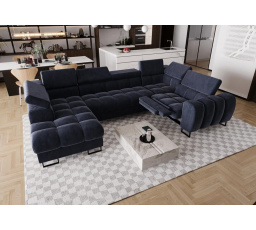 Rohová sedací souprava ASPEN MAX II , relax 198x350x170 cm - modrá , pravá