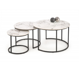Konferenční stolek GILDA, efekt bílého mramoru / černá