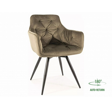 Jídelní otočná židle MANGO VELVET, Olivová 77 Bluvel/Černá