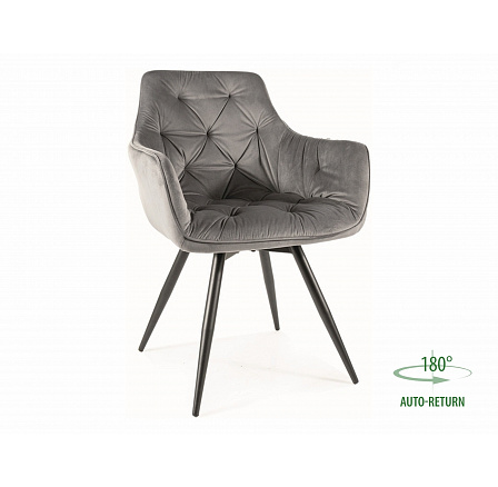 Jídelní otočná židle MANGO VELVET, Šedý Bluvel 14/Černá