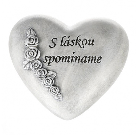 Srdce s růží, polyresin. SK popis.