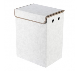 Koš látkový - skládací s víkem, vysoký, krémový