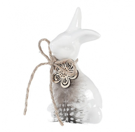 Zajíc - keramická figurka, malá, barva bílá