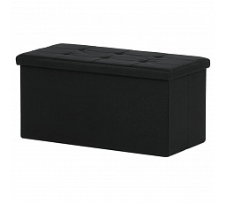 Taburet s úložným prostorem, černá, látka, TAB-462 BK2
