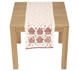 Běhoun - motiv s domky, 100 % polyester, 40 x 150 cm