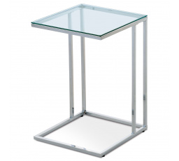 Přístavný stolek 40x40x60 cm, skleněná deska, kovová chromovaná ponož