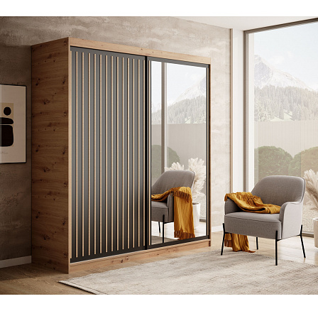 Posuvná skříň Delia 180 Artisan+Černá Posuvná skříň Delia 180 Artisan+Černá